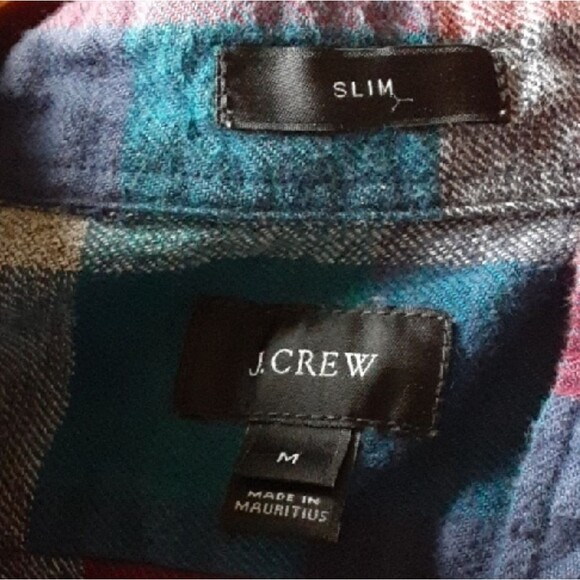 J. Crew Men Button Down Slim Flannel Shirt Size M Long Sleeve Casual - Picture 7 of 7
